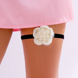Sweet Knitted Big Flower Choker Necklace for Women Long Adjustable Collar