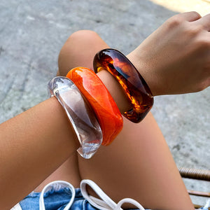 Colorful Acrylic Resin Irregular Bangle Bracelet for Women Boho Charm