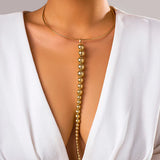 Vintage CCB Ball Beads Long Pendant Choker Necklace Women Punk Metal