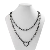 Vintage Hollow Peach Heart Pendant Necklace Gothic Cross Choker