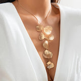 Vintage Leaf Copper Tassel Collar Chest Chain Necklace Women Punk