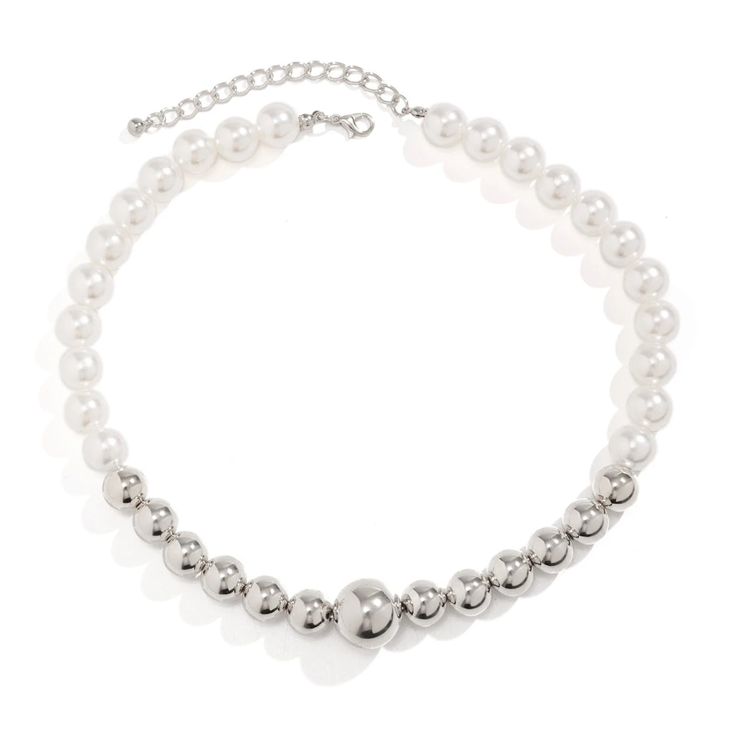 Vintage Pearl Splicing CCB Beads Choker Necklace Punk Short Necklace