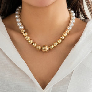 Vintage Pearl Splicing CCB Beads Choker Necklace Punk Short Necklace