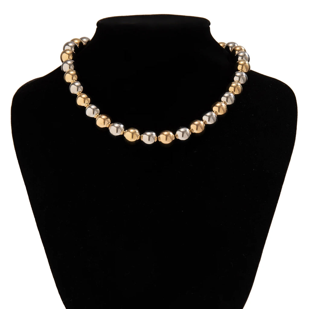 Vintage CCB Ball Beaded Choker Necklace for Women Punk Short