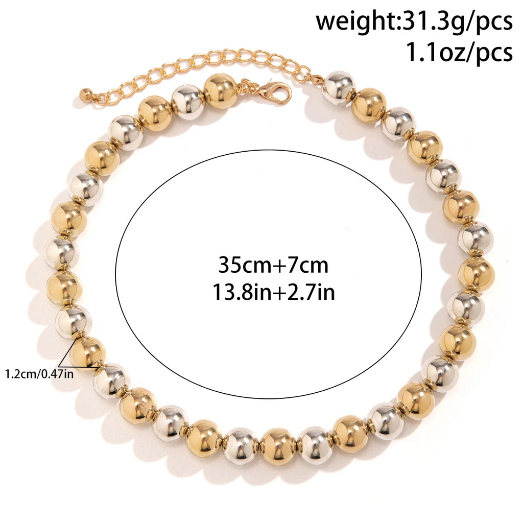 Vintage CCB Ball Beaded Choker Necklace for Women Punk Short