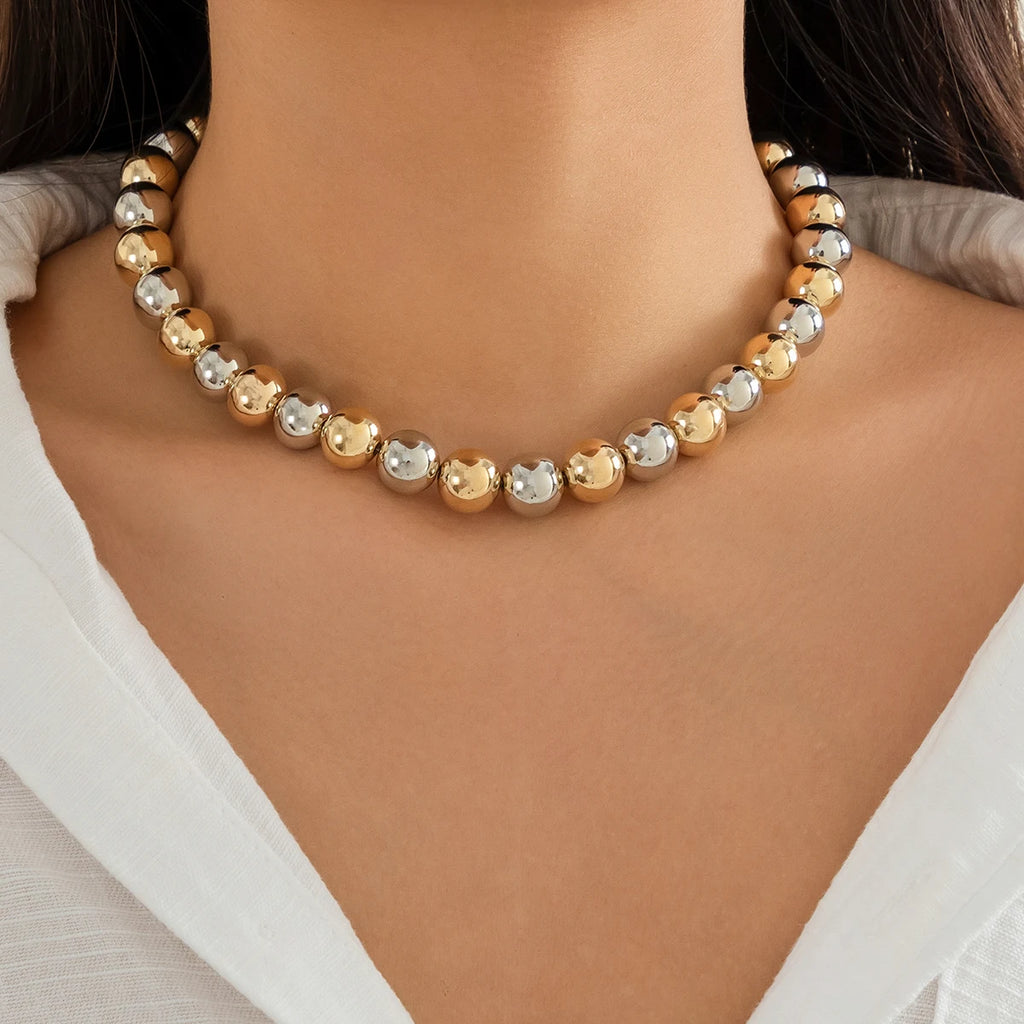 Vintage CCB Ball Beaded Choker Necklace for Women Punk Short