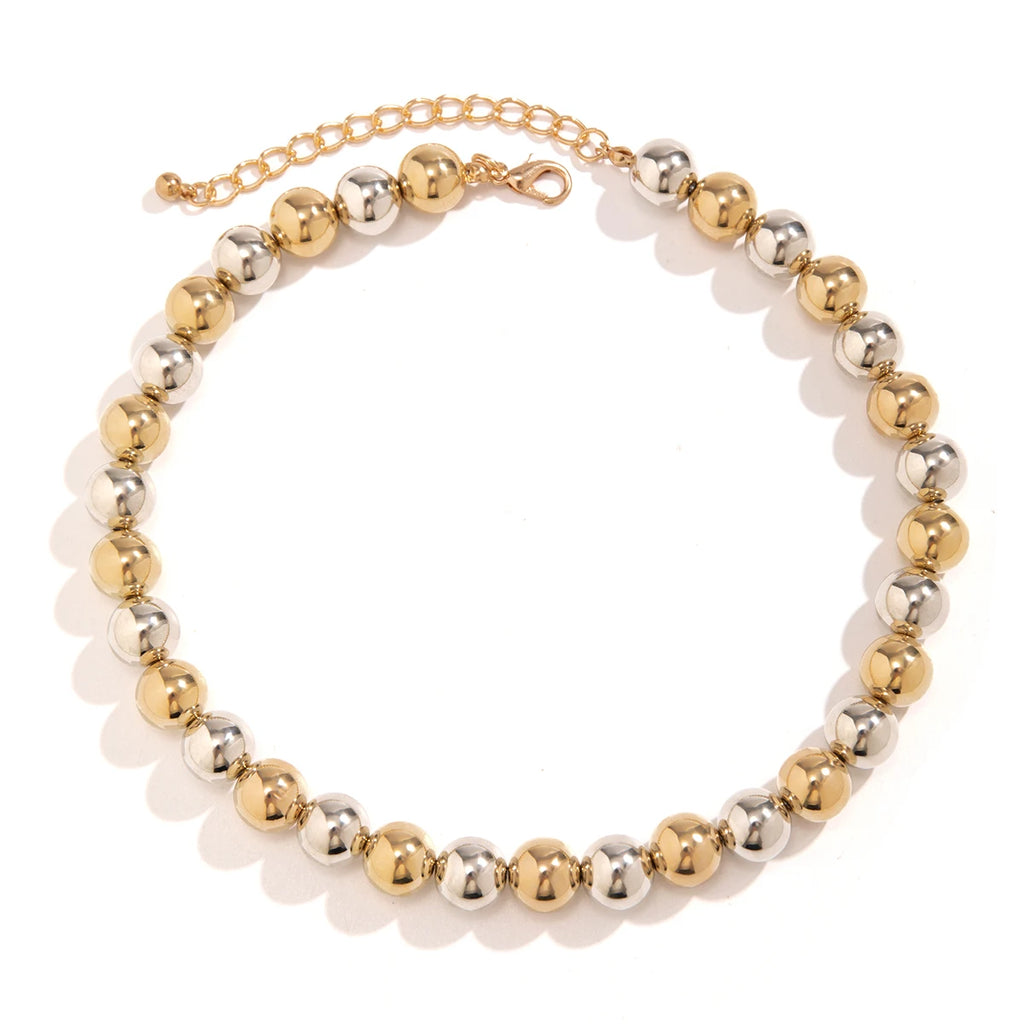 Vintage CCB Ball Beaded Choker Necklace for Women Punk Short