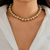 Vintage CCB Ball Beaded Choker Necklace for Women Punk Short