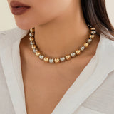 Vintage CCB Ball Beaded Choker Necklace for Women Punk Short