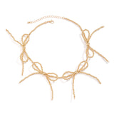 Vintage CCB Beaded Bow Choker Necklace for Women Punk Short Necklace