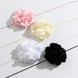 Vintage Pink Rose Flower Choker Necklace Lace-up Strap Wedding
