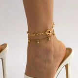IngeSight.ZPunk OT Buckle Chain Anklet with Tassel Pendant