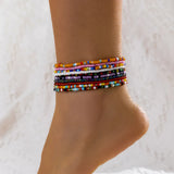 Boho Seed Bead Anklet Bracelets Set for Women Y2K Accessories