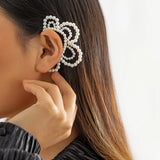Boho Pearl Clip Earrings for Women Bridal C Shape Cuff Left Ear Jewelry