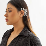 Boho Pearl Clip Earrings for Women Bridal C Shape Cuff Left Ear Jewelry