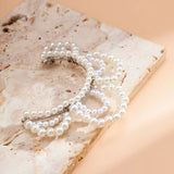 Boho Pearl Clip Earrings for Women Bridal C Shape Cuff Left Ear Jewelry