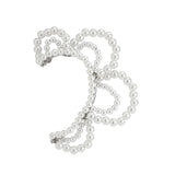Boho Pearl Clip Earrings for Women Bridal C Shape Cuff Left Ear Jewelry
