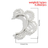 Boho Pearl Clip Earrings for Women Bridal C Shape Cuff Left Ear Jewelry