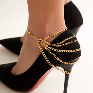 Multilayer Tassel Heel Chain Anklet for Women Girl Gift