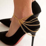 Multilayer Tassel Heel Chain Anklet for Women Girl Gift