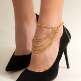 Multilayer Tassel Heel Chain Anklet for Women Girl Gift