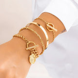 Vintage OT Buckle Coin Pendant Bracelet Goth Charm Bangles