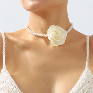 Kpop Pink Rose Flower Choker Necklace Bridal Goth Jewelry