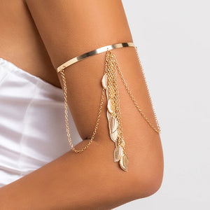 Bohemian Leaf Pendant Arm Cuff Bracelet Women's Jewelry Gift