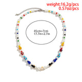 Boho Flower Bead Chain Necklace Men Punk Choker