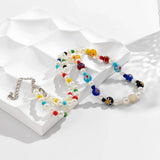 Boho Flower Bead Chain Necklace Men Punk Choker