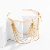 Boho Tassel Charm Arm Chain with Cross Pendant Bracelet