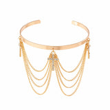 Boho Tassel Charm Arm Chain with Cross Pendant Bracelet