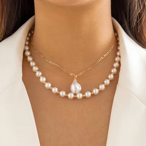 Gothic Pearl Pendant Choker Necklace for Women