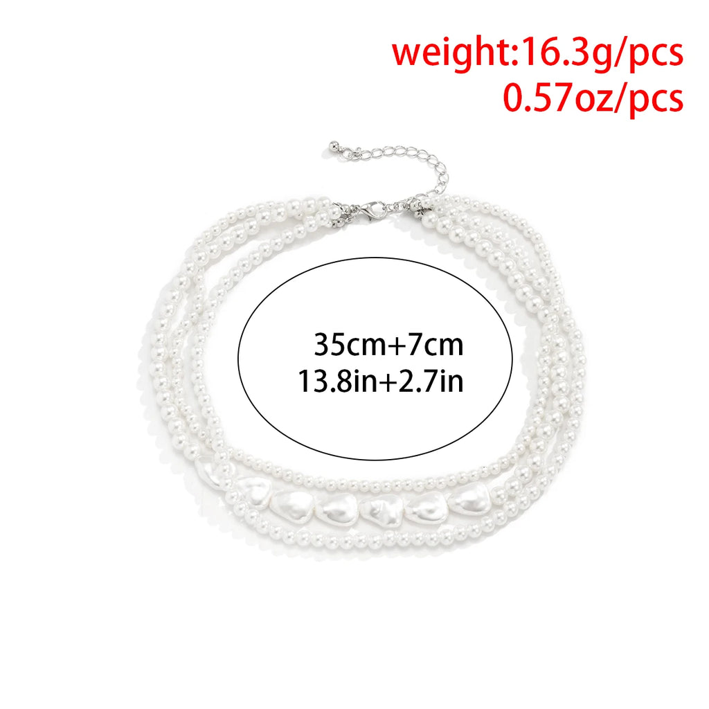 Vintage Multilayer Pearl Chain Necklace for Women