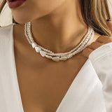 Multilayer Pearl Chain Necklace Vintage Wedding Statement Choker Jewelry