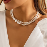 Multilayer Pearl Chain Necklace Vintage Wedding Statement Choker Jewelry