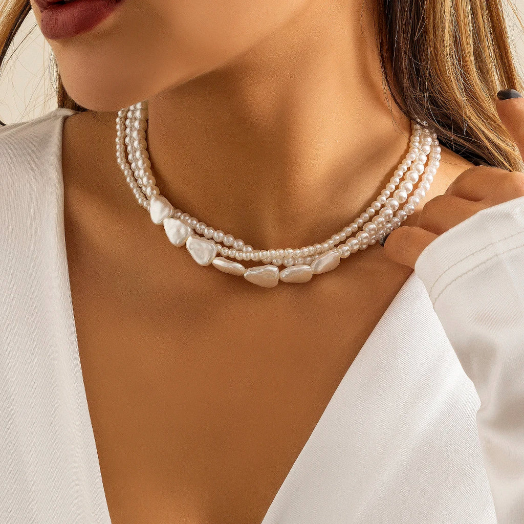 Vintage Multilayer Pearl Chain Necklace for Women