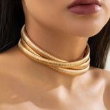 Chunky Metal Twisted Choker Necklace for Women