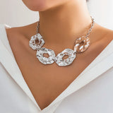 Goth Circle Choker Necklace Metal Adjustable Chain Grunge Jewelry