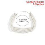 Multilayer Pearl Choker Bib Necklace for Women