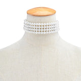 Multilayer Pearl Choker Bib Necklace for Women