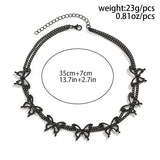Goth Hollow Butterfly Clavicle Chain Necklace Vintage Multilayer Choker