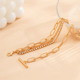 Goth Punk Crystal Tennis Chain Bracelet Set Vintage OT Buckle Lariat
