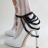 Gothic Multilayer Chain Anklets High Heel Barefoot Sandals Foot Jewelry