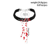 Women's Gothic Red Crystal Chain Necklace Multilayer Beaded Choker