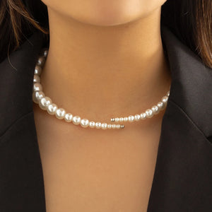 Gothic Simulated Pearl Torques Necklace for Women