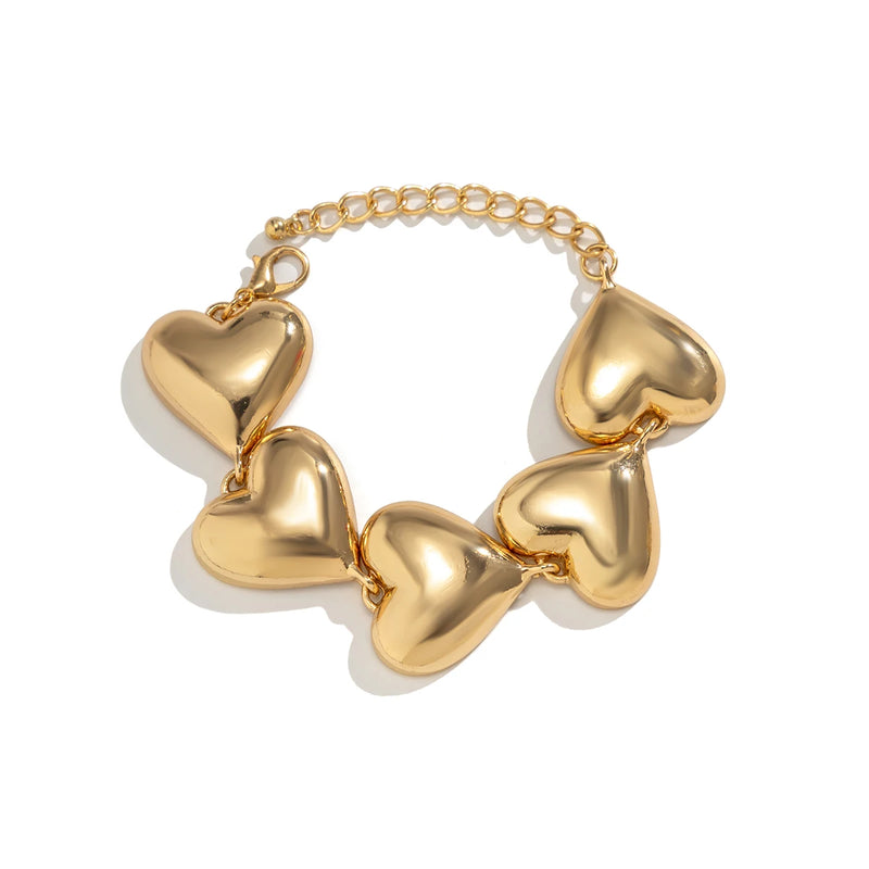 Big Love Heart Chunky Chain Bracelets for Women
