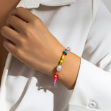 Flower Stretch Chain Bracelets for Women Charms Pearl Couple Hand Jewelry