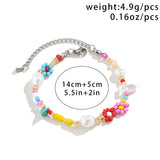 Flower Stretch Chain Bracelets for Women Charms Pearl Couple Hand Jewelry
