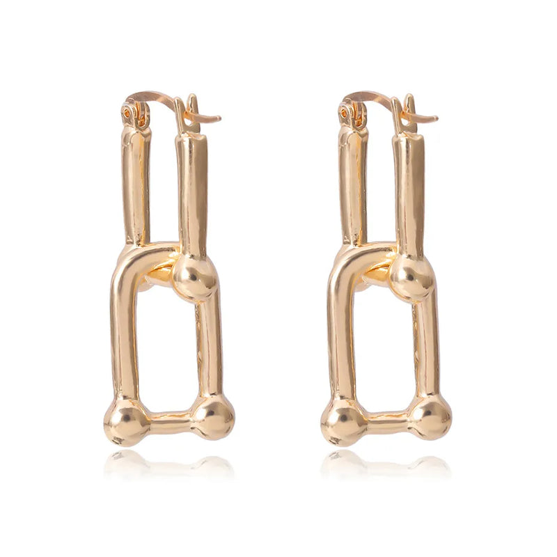 Geometric Lock Clip Earrings Statement Punk Clip on Earrings